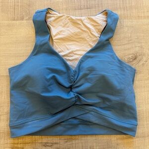 BuffBunny Athletic Sports Bra Blue Ruched Front